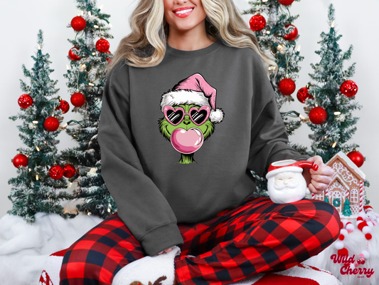 Pink Bubblegum Grinch Sweatshirt